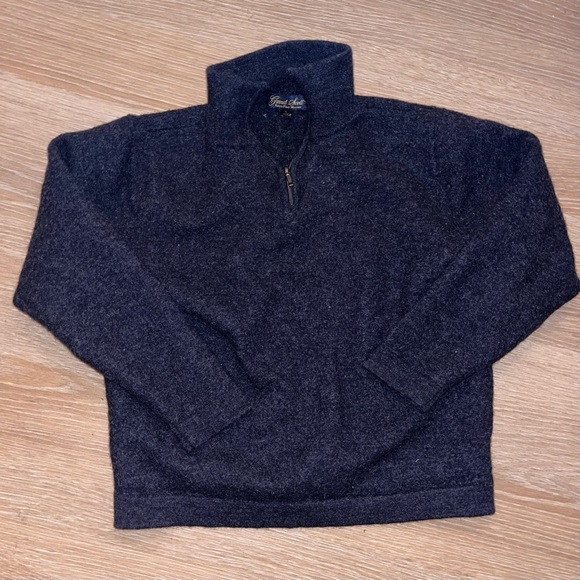 Garrett Scott black merino wool quarter zip - Picture 1 of 1